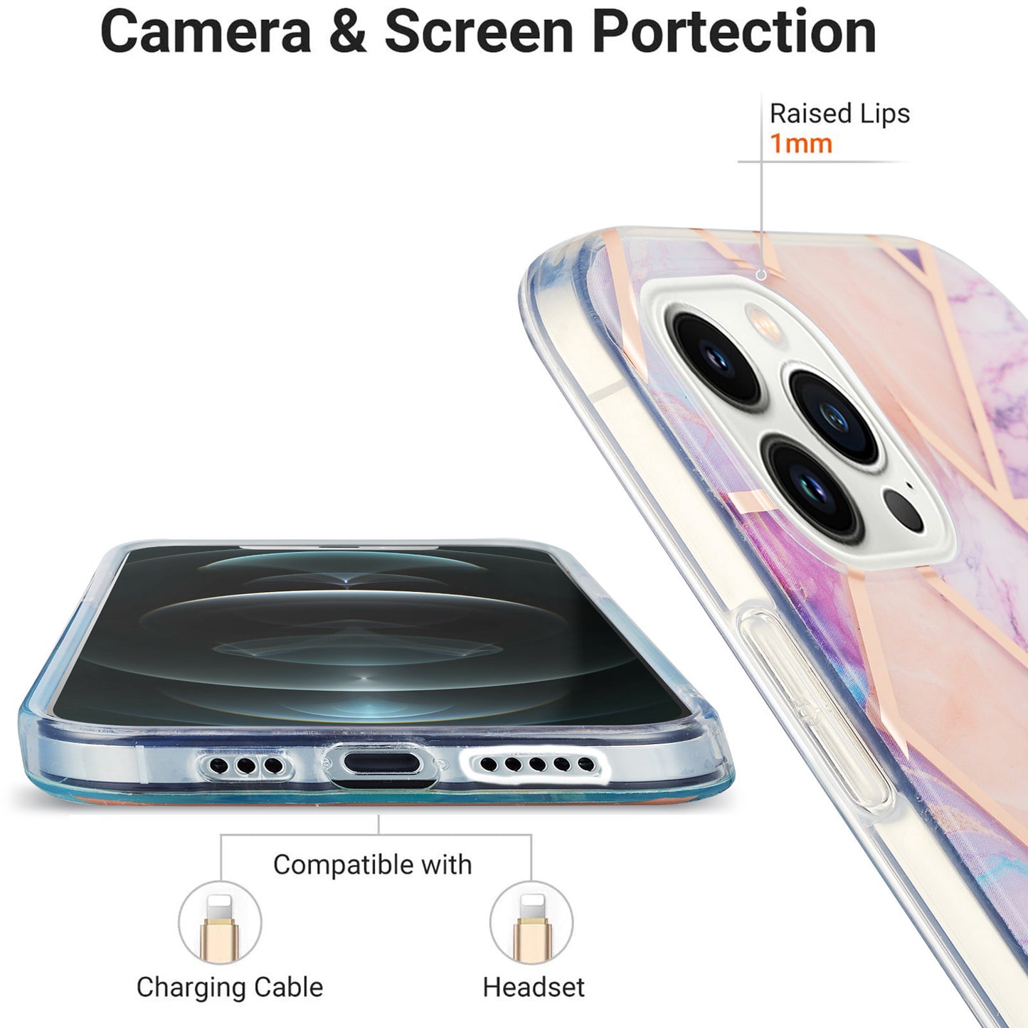 YB IMD Series-3 For iPhone 15 Pro Marble Pattern Shell IMD IML Soft TPU Phone Case Double-sided Electroplating Cover