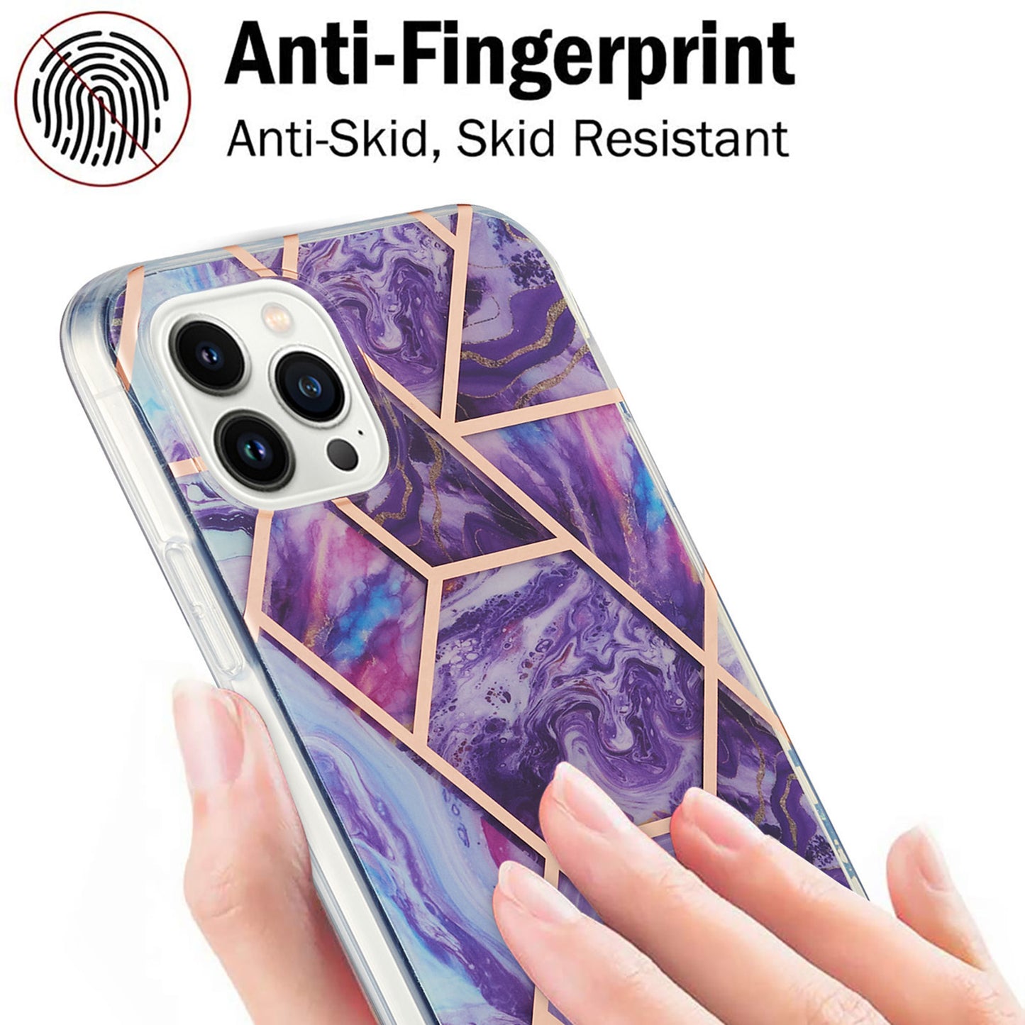YB IMD Series-3 For iPhone 15 Pro Marble Pattern Shell IMD IML Soft TPU Phone Case Double-sided Electroplating Cover