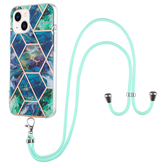 YB IMD Series-5 TPU Phone Case for iPhone 15 Plus , Electroplating IML IMD Phone Shell Cover with Lanyard