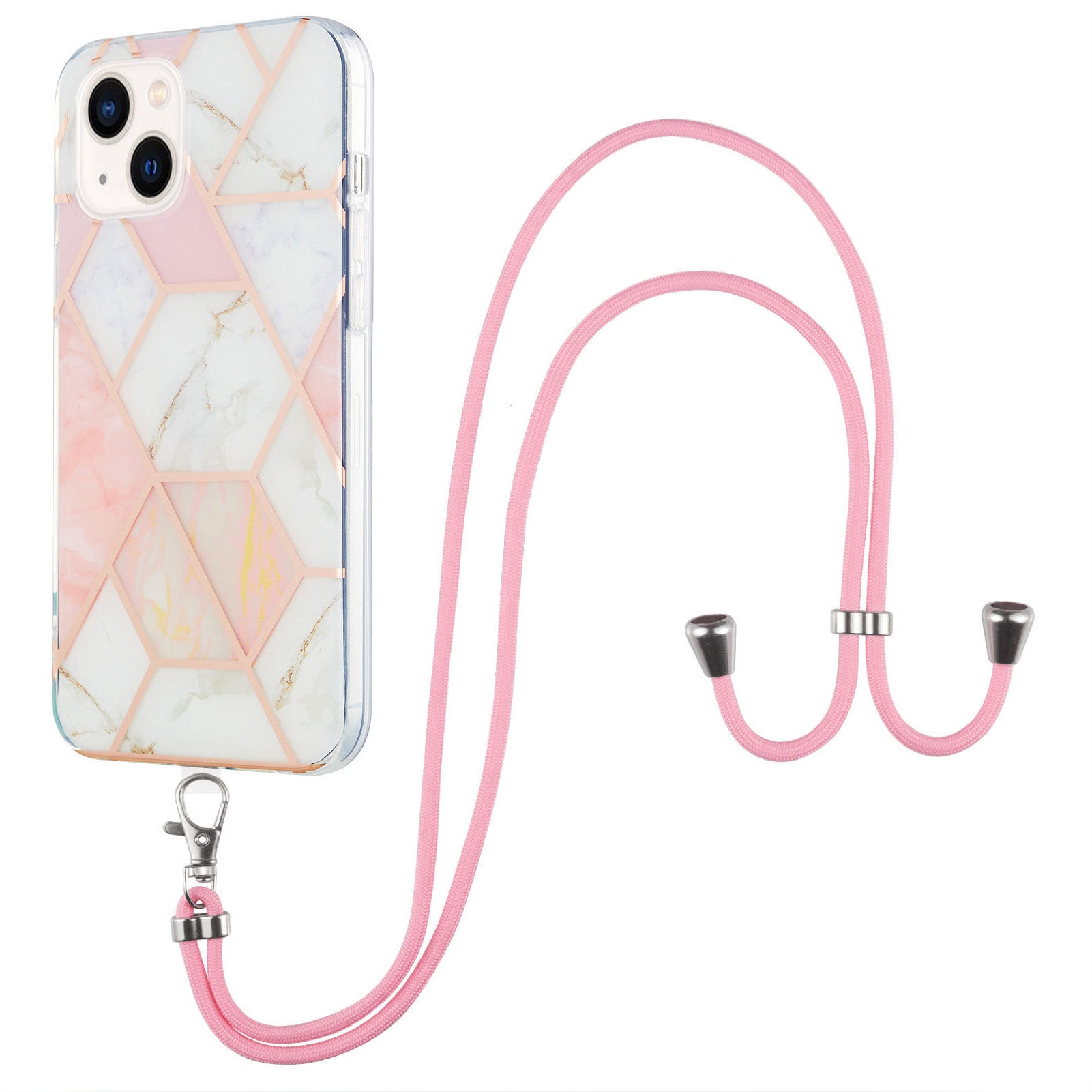 YB IMD Series-5 TPU Phone Case for iPhone 15 Plus , Electroplating IML IMD Phone Shell Cover with Lanyard