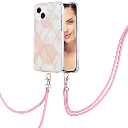 YB IMD Series-5 TPU Phone Case for iPhone 15 Plus , Electroplating IML IMD Phone Shell Cover with Lanyard