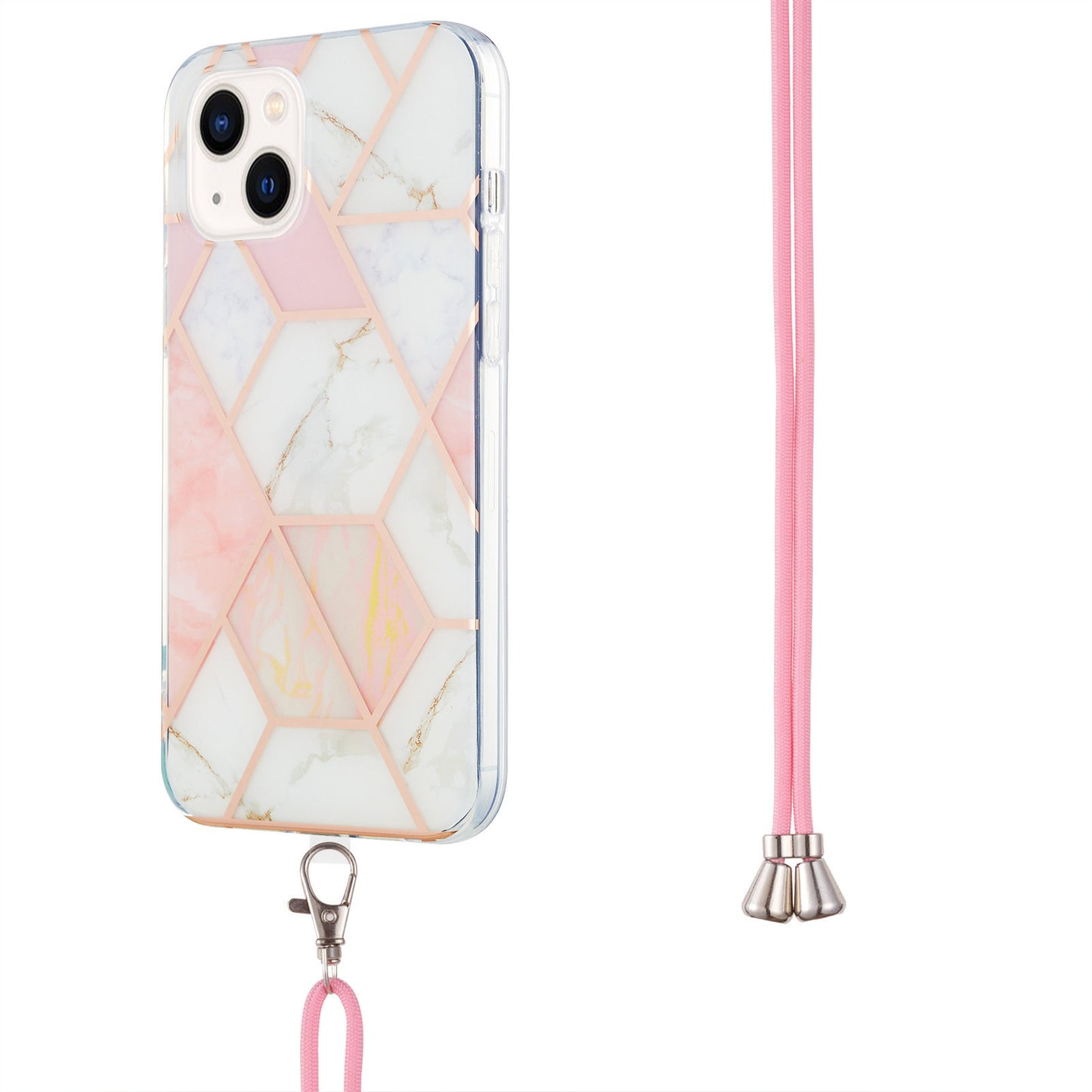 YB IMD Series-5 TPU Phone Case for iPhone 15 Plus , Electroplating IML IMD Phone Shell Cover with Lanyard