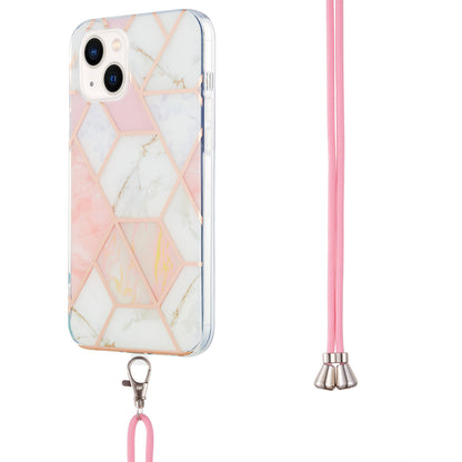 YB IMD Series-5 TPU Phone Case for iPhone 15 Plus , Electroplating IML IMD Phone Shell Cover with Lanyard