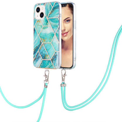 YB IMD Series-5 TPU Phone Case for iPhone 15 Plus , Electroplating IML IMD Phone Shell Cover with Lanyard