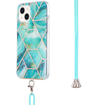 YB IMD Series-5 TPU Phone Case for iPhone 15 Plus , Electroplating IML IMD Phone Shell Cover with Lanyard