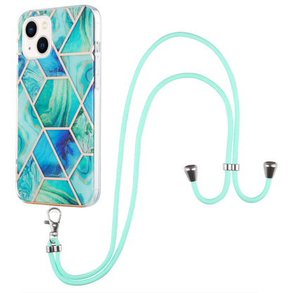 YB IMD Series-5 TPU Phone Case for iPhone 15 Plus , Electroplating IML IMD Phone Shell Cover with Lanyard