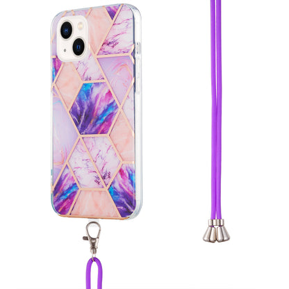 YB IMD Series-5 TPU Phone Case for iPhone 15 Plus , Electroplating IML IMD Phone Shell Cover with Lanyard