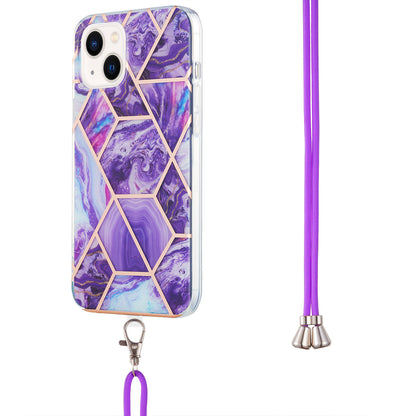 YB IMD Series-5 TPU Phone Case for iPhone 15 Plus , Electroplating IML IMD Phone Shell Cover with Lanyard