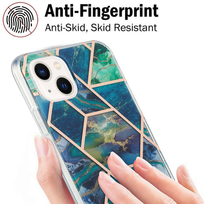 YB IMD Series-3 For iPhone 15 Plus Marble Pattern IMD TPU Phone Case IML Double-sided Electroplating Cover