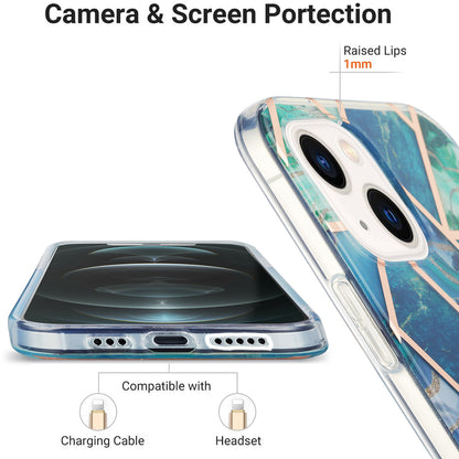 YB IMD Series-3 For iPhone 15 Plus Marble Pattern IMD TPU Phone Case IML Double-sided Electroplating Cover