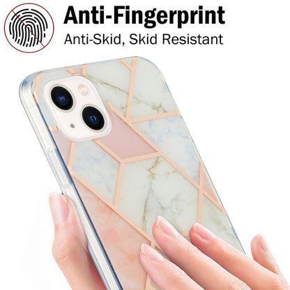 YB IMD Series-3 For iPhone 15 Plus Marble Pattern IMD TPU Phone Case IML Double-sided Electroplating Cover