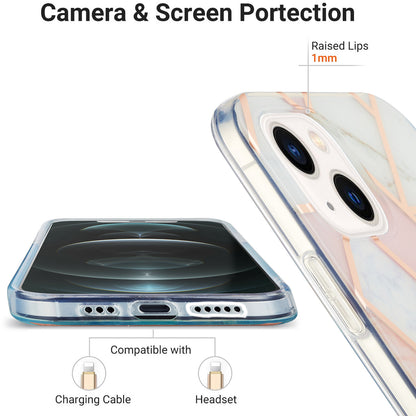 YB IMD Series-3 For iPhone 15 Plus Marble Pattern IMD TPU Phone Case IML Double-sided Electroplating Cover