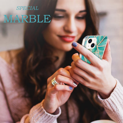 YB IMD Series-3 For iPhone 15 Plus Marble Pattern IMD TPU Phone Case IML Double-sided Electroplating Cover