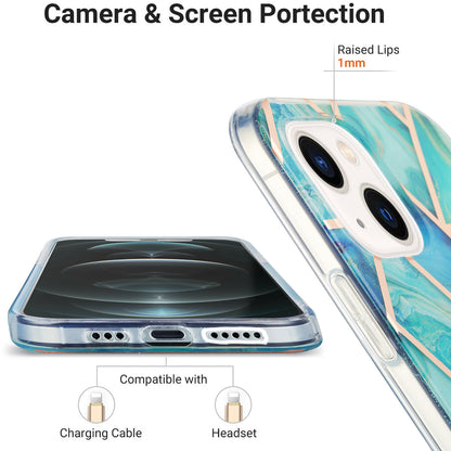 YB IMD Series-3 For iPhone 15 Plus Marble Pattern IMD TPU Phone Case IML Double-sided Electroplating Cover
