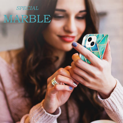 YB IMD Series-3 For iPhone 15 Plus Marble Pattern IMD TPU Phone Case IML Double-sided Electroplating Cover