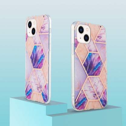 YB IMD Series-3 For iPhone 15 Plus Marble Pattern IMD TPU Phone Case IML Double-sided Electroplating Cover