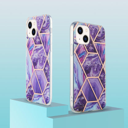 YB IMD Series-3 For iPhone 15 Plus Marble Pattern IMD TPU Phone Case IML Double-sided Electroplating Cover