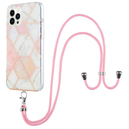 YB IMD Series-5 For iPhone 15 Pro Max Electroplating TPU Cell Phone Case IML IMD Phone Shell Cover with Lanyard