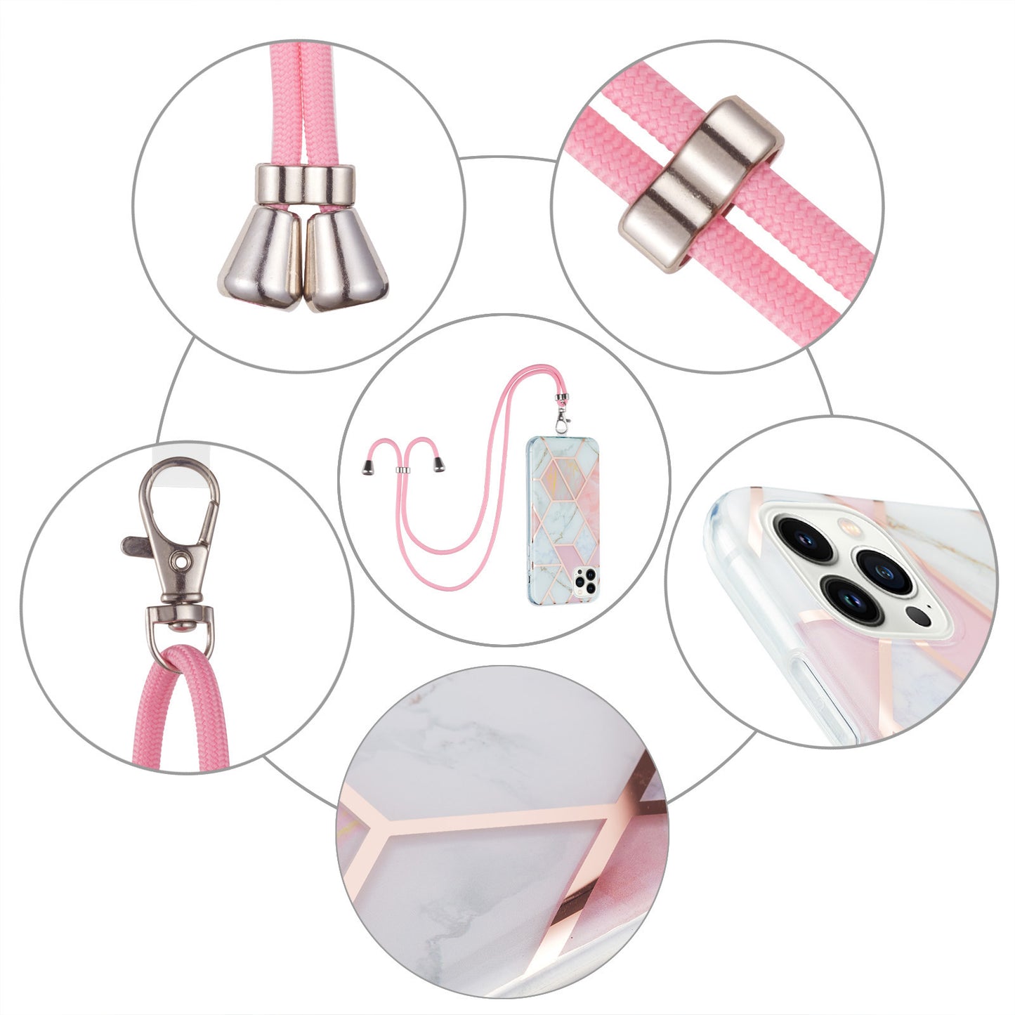 YB IMD Series-5 For iPhone 15 Pro Max Electroplating TPU Cell Phone Case IML IMD Phone Shell Cover with Lanyard