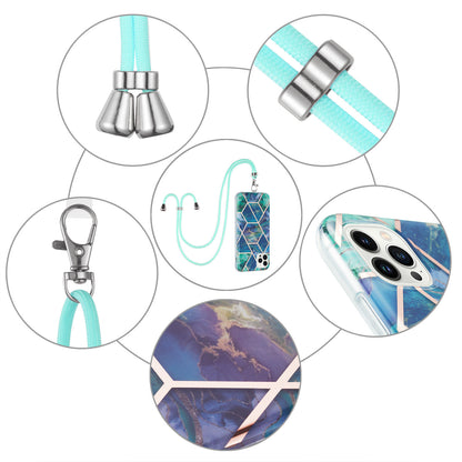 YB IMD Series-5 For iPhone 15 Pro Max Electroplating TPU Cell Phone Case IML IMD Phone Shell Cover with Lanyard