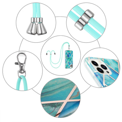 YB IMD Series-5 For iPhone 15 Pro Max Electroplating TPU Cell Phone Case IML IMD Phone Shell Cover with Lanyard