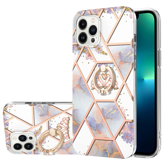 YB IMD Series-6 For iPhone 15 Pro Max Electroplating Kickstand Phone Case IMD IML TPU Phone Cover