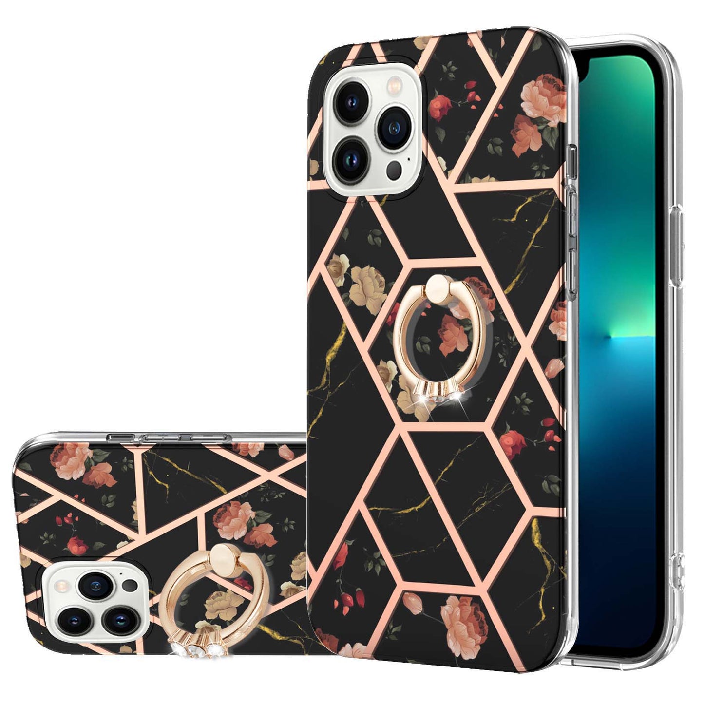 YB IMD Series-6 For iPhone 15 Pro Max Electroplating Kickstand Phone Case IMD IML TPU Phone Cover