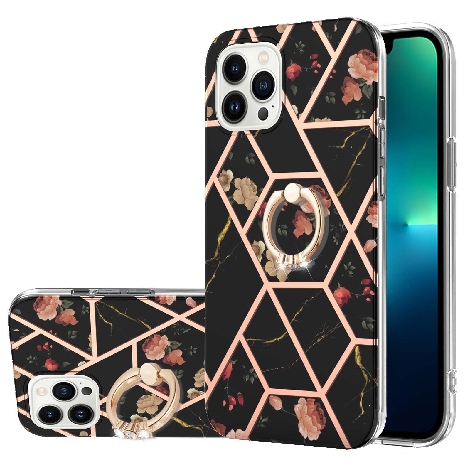 YB IMD Series-6 For iPhone 15 Pro Max Electroplating Kickstand Phone Case IMD IML TPU Phone Cover