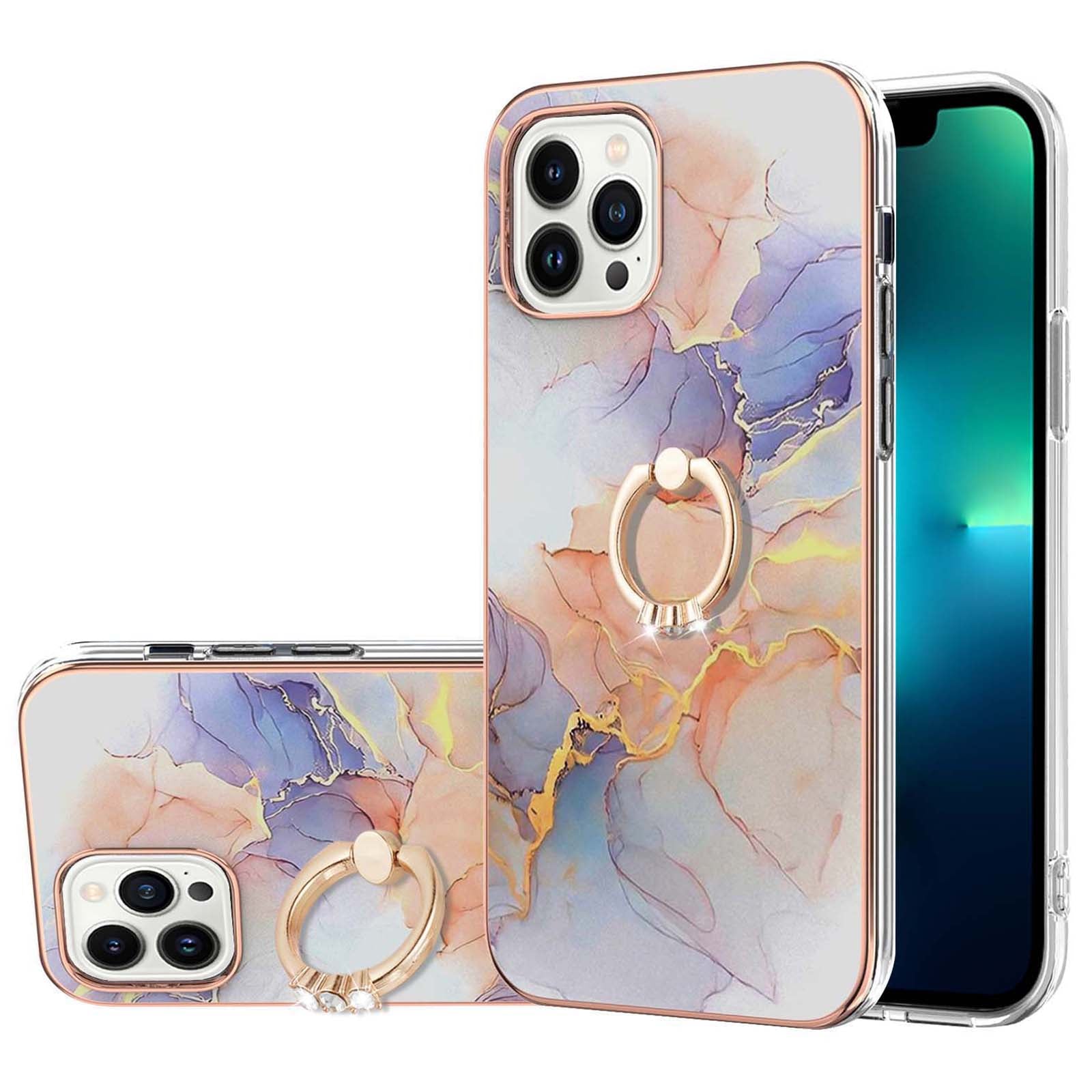 YB IMD Series-6 For iPhone 15 Pro Max Electroplating Kickstand Phone Case IMD IML TPU Phone Cover