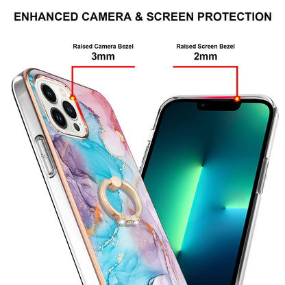 YB IMD Series-6 For iPhone 15 Pro Max Electroplating Kickstand Phone Case IMD IML TPU Phone Cover