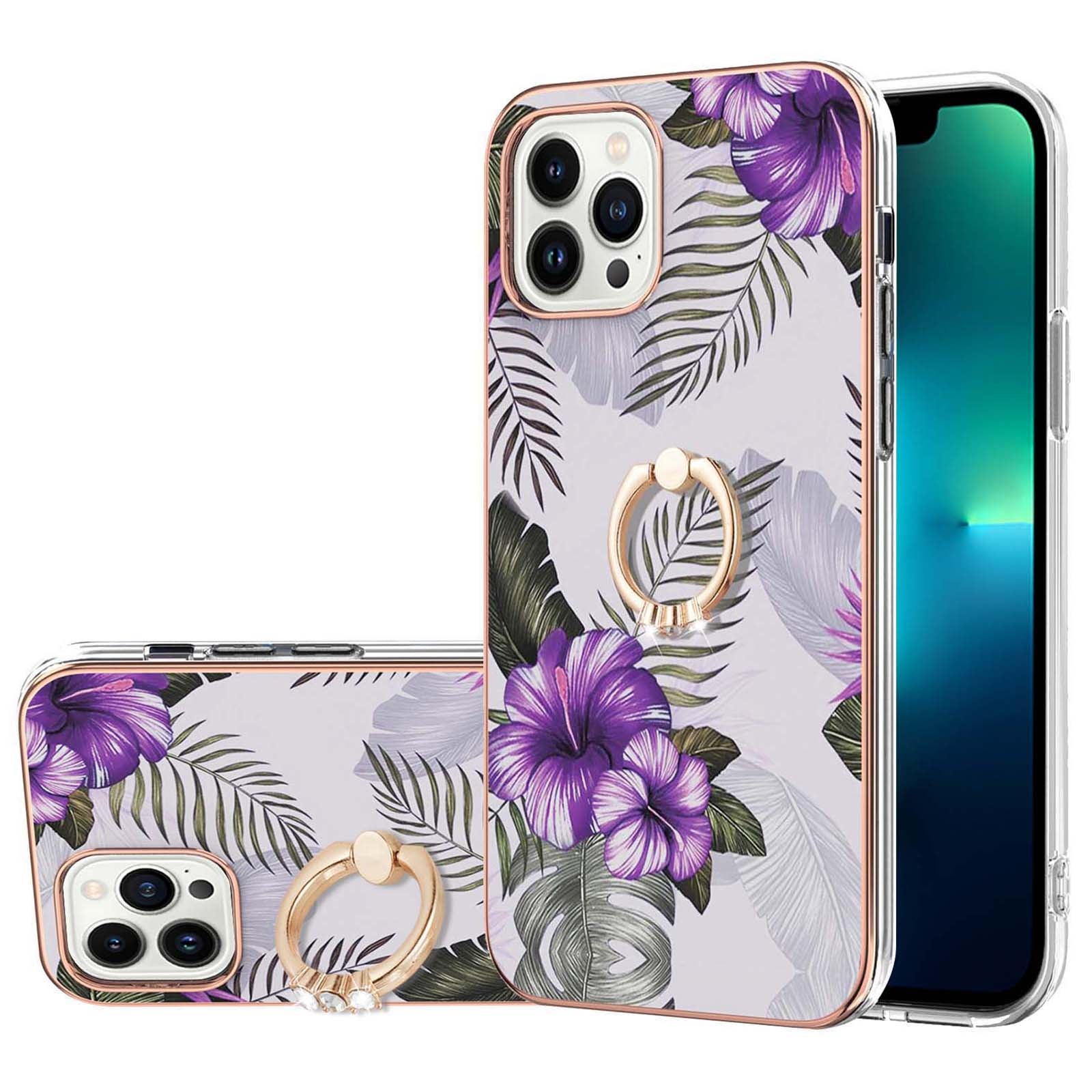 YB IMD Series-6 For iPhone 15 Pro Max Electroplating Kickstand Phone Case IMD IML TPU Phone Cover