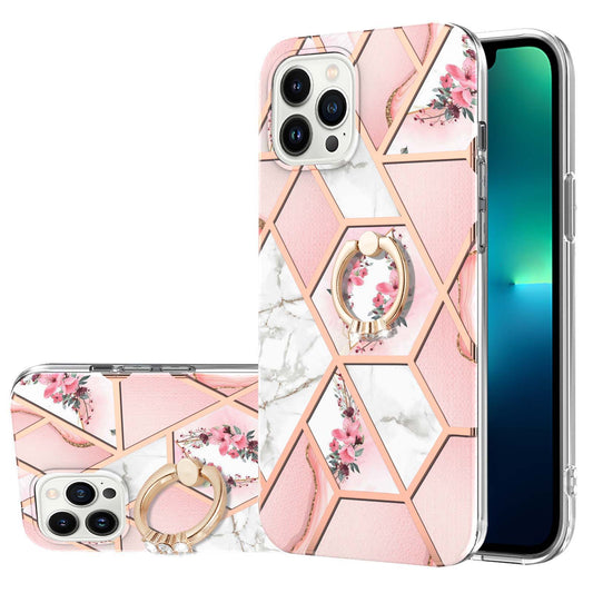 YB IMD Series-6 For iPhone 15 Pro Kickstand Phone Case IMD IML Electroplating TPU Phone Cover