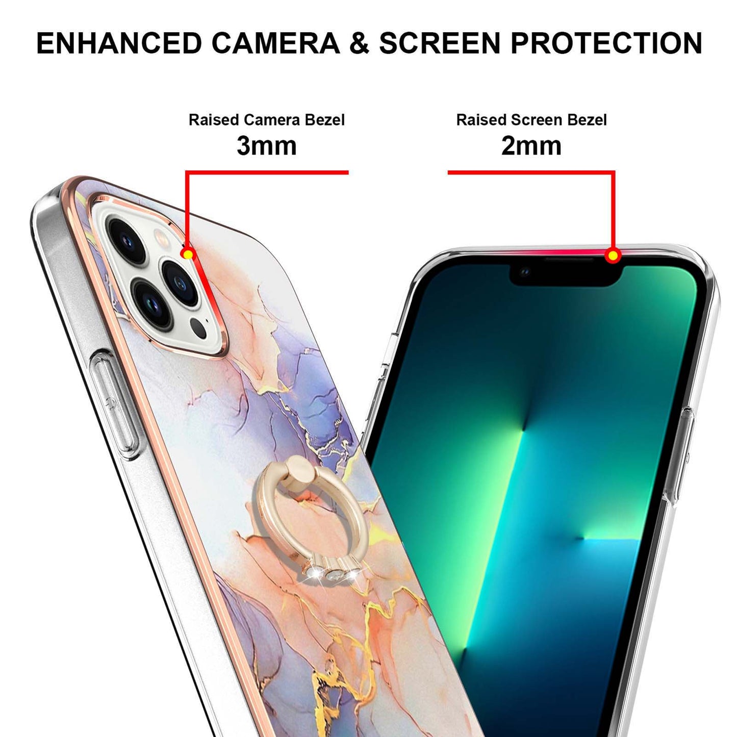 YB IMD Series-6 For iPhone 15 Pro Kickstand Phone Case IMD IML Electroplating TPU Phone Cover