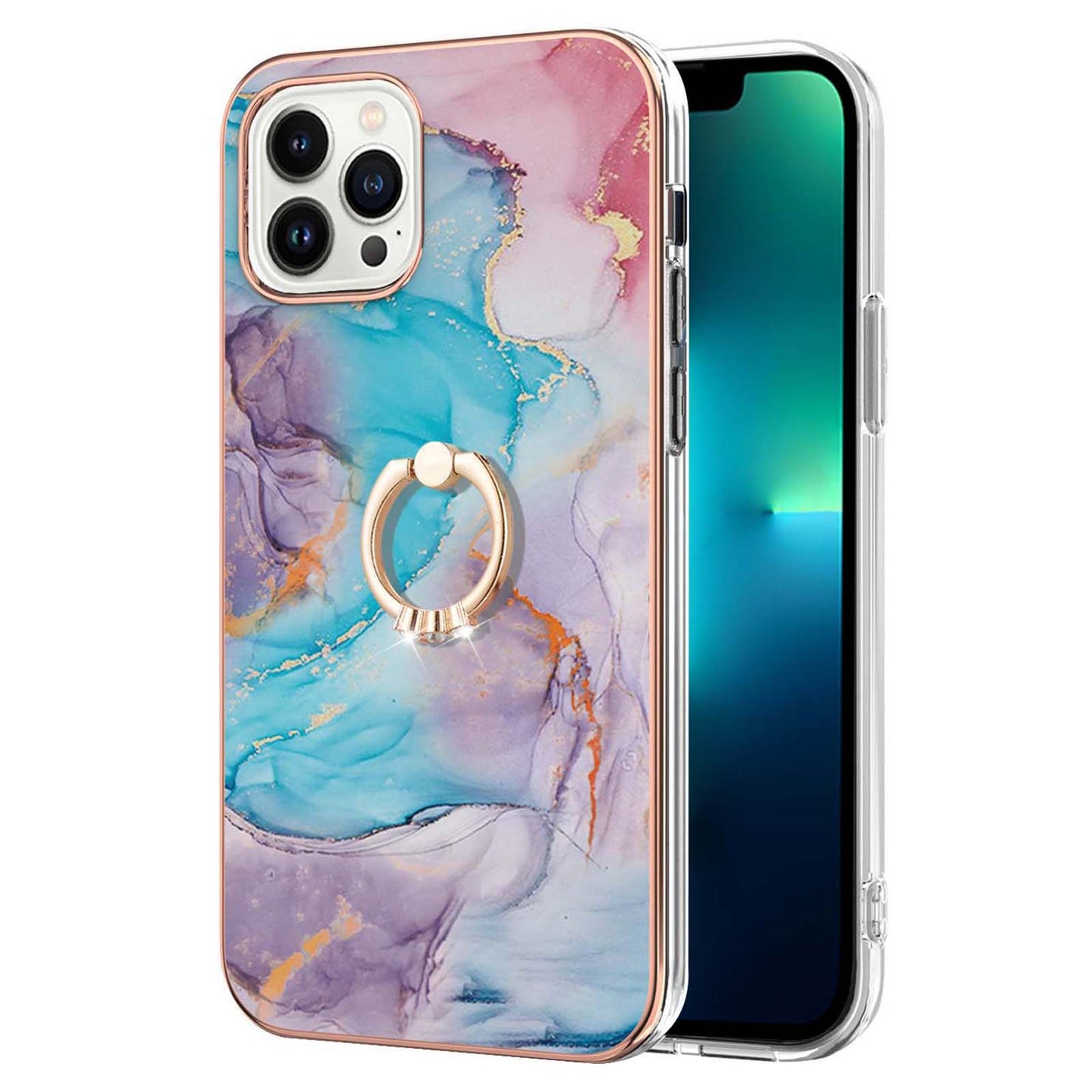 YB IMD Series-6 For iPhone 15 Pro Kickstand Phone Case IMD IML Electroplating TPU Phone Cover