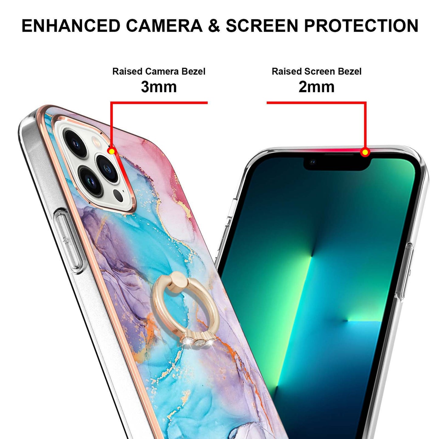 YB IMD Series-6 For iPhone 15 Pro Kickstand Phone Case IMD IML Electroplating TPU Phone Cover