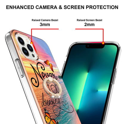 YB IMD Series-6 For iPhone 15 Pro Kickstand Phone Case IMD IML Electroplating TPU Phone Cover
