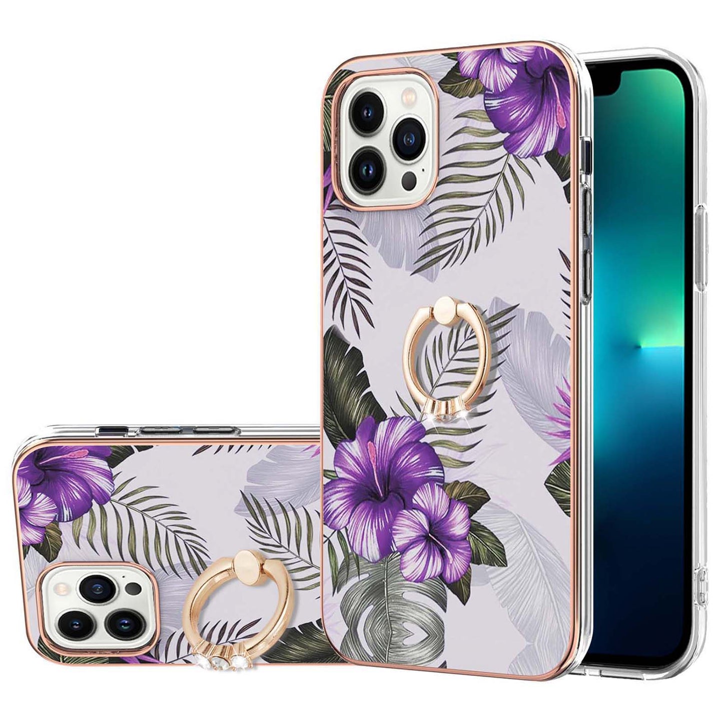 YB IMD Series-6 For iPhone 15 Pro Kickstand Phone Case IMD IML Electroplating TPU Phone Cover