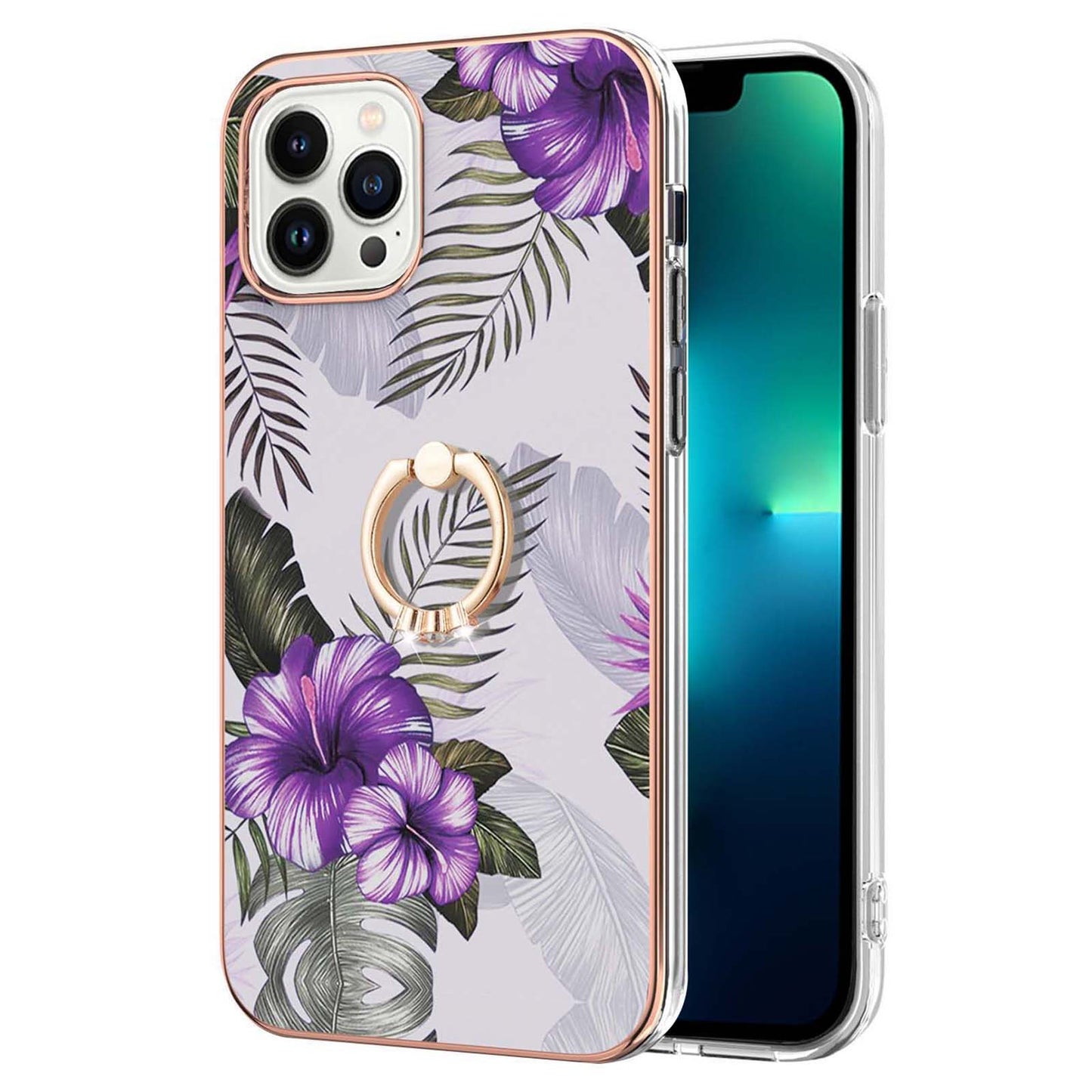 YB IMD Series-6 For iPhone 15 Pro Kickstand Phone Case IMD IML Electroplating TPU Phone Cover
