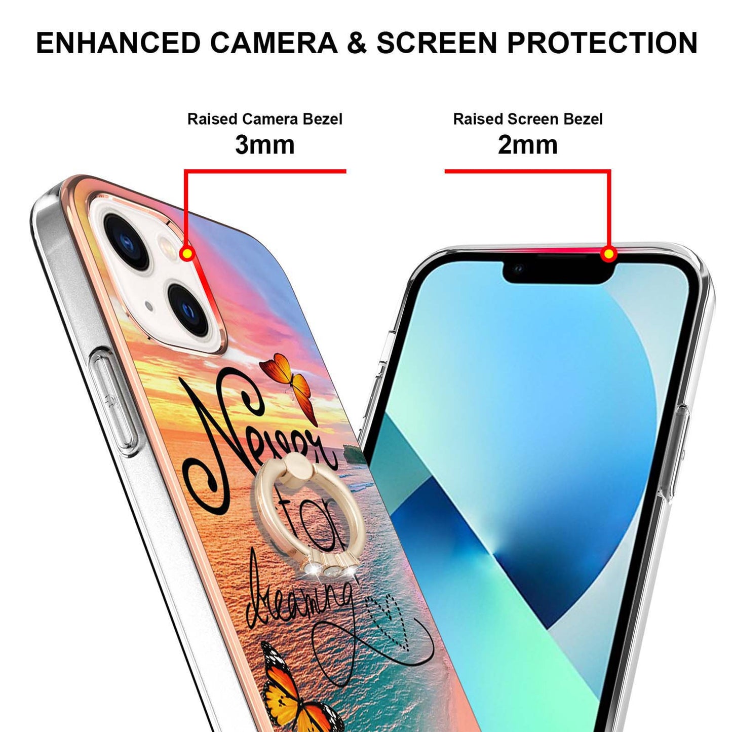 YB IMD Series-6 For iPhone 15 Plus Kickstand TPU Case IMD IML Marble Pattern Electroplating Phone Cover