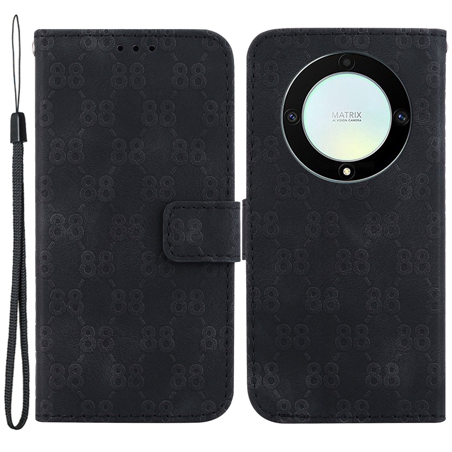 For Honor X40 5G / X9a 5G / Magic5 Lite 5G Double 8-Shape Imprinted Leather Case Anti-drop Stand Wallet Phone Cover