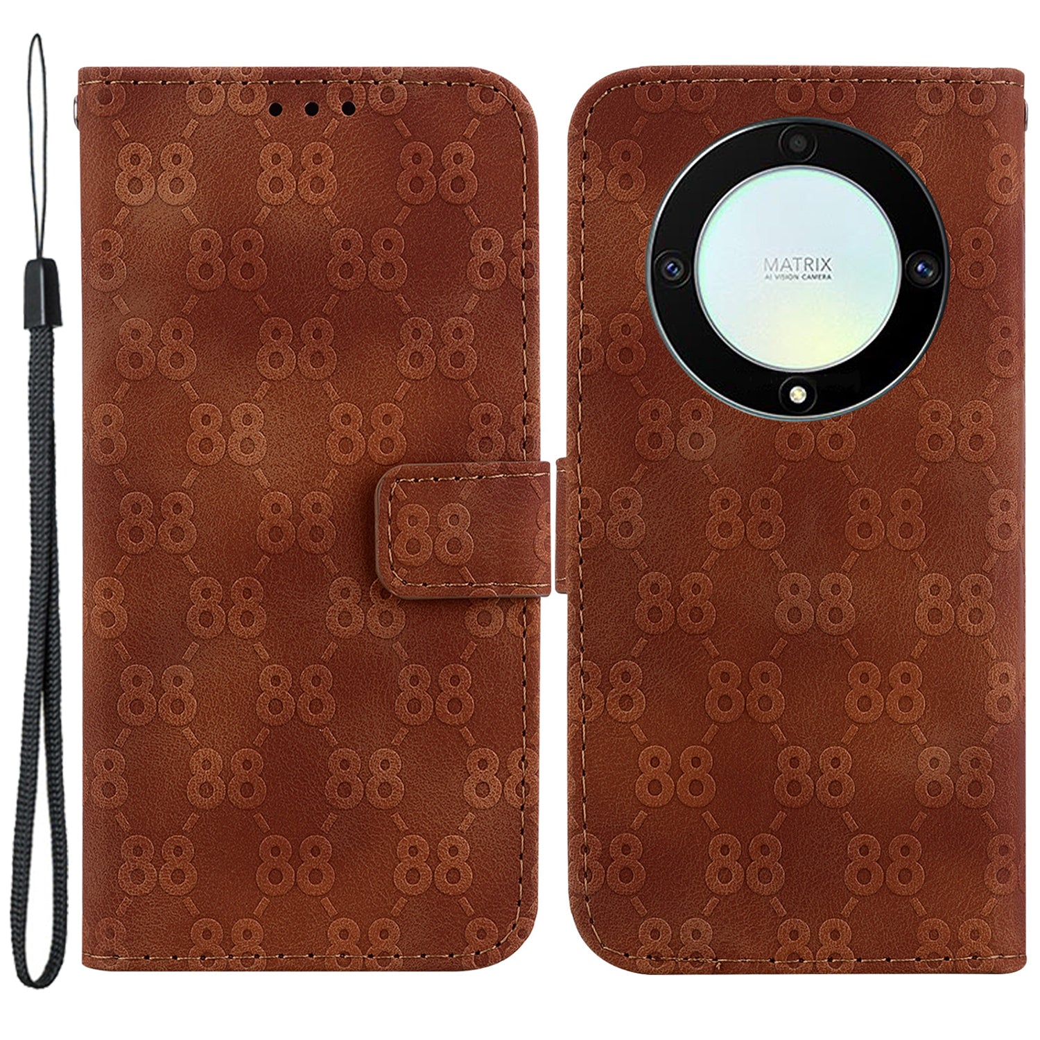 For Honor X40 5G / X9a 5G / Magic5 Lite 5G Double 8-Shape Imprinted Leather Case Anti-drop Stand Wallet Phone Cover