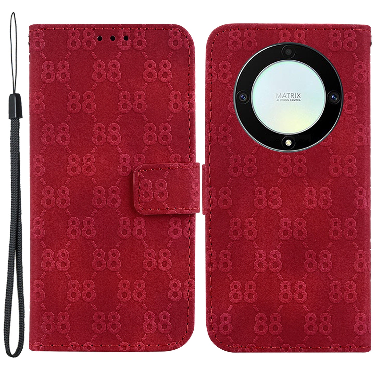 For Honor X40 5G / X9a 5G / Magic5 Lite 5G Double 8-Shape Imprinted Leather Case Anti-drop Stand Wallet Phone Cover