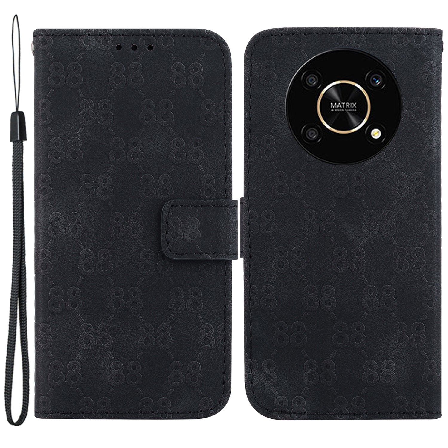 For Honor X9 4G / X9 5G Double 8-Shape Imprint Leather Shell Anti-fall Wallet Stand Phone Cover