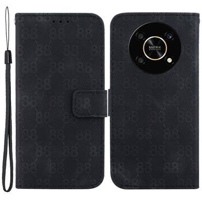 For Honor X9 4G / X9 5G Double 8-Shape Imprint Leather Shell Anti-fall Wallet Stand Phone Cover