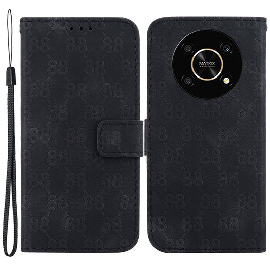 For Honor X9 4G / X9 5G Double 8-Shape Imprint Leather Shell Anti-fall Wallet Stand Phone Cover