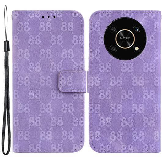 For Honor X9 4G / X9 5G Double 8-Shape Imprint Leather Shell Anti-fall Wallet Stand Phone Cover