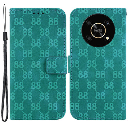 For Honor X9 4G / X9 5G Double 8-Shape Imprint Leather Shell Anti-fall Wallet Stand Phone Cover