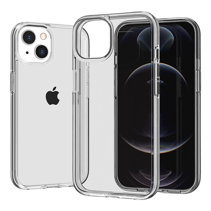 For iPhone 15 Plus Anti-Scratch Cover Clear Design Hard PC + Flexible TPU Cell Phone Case