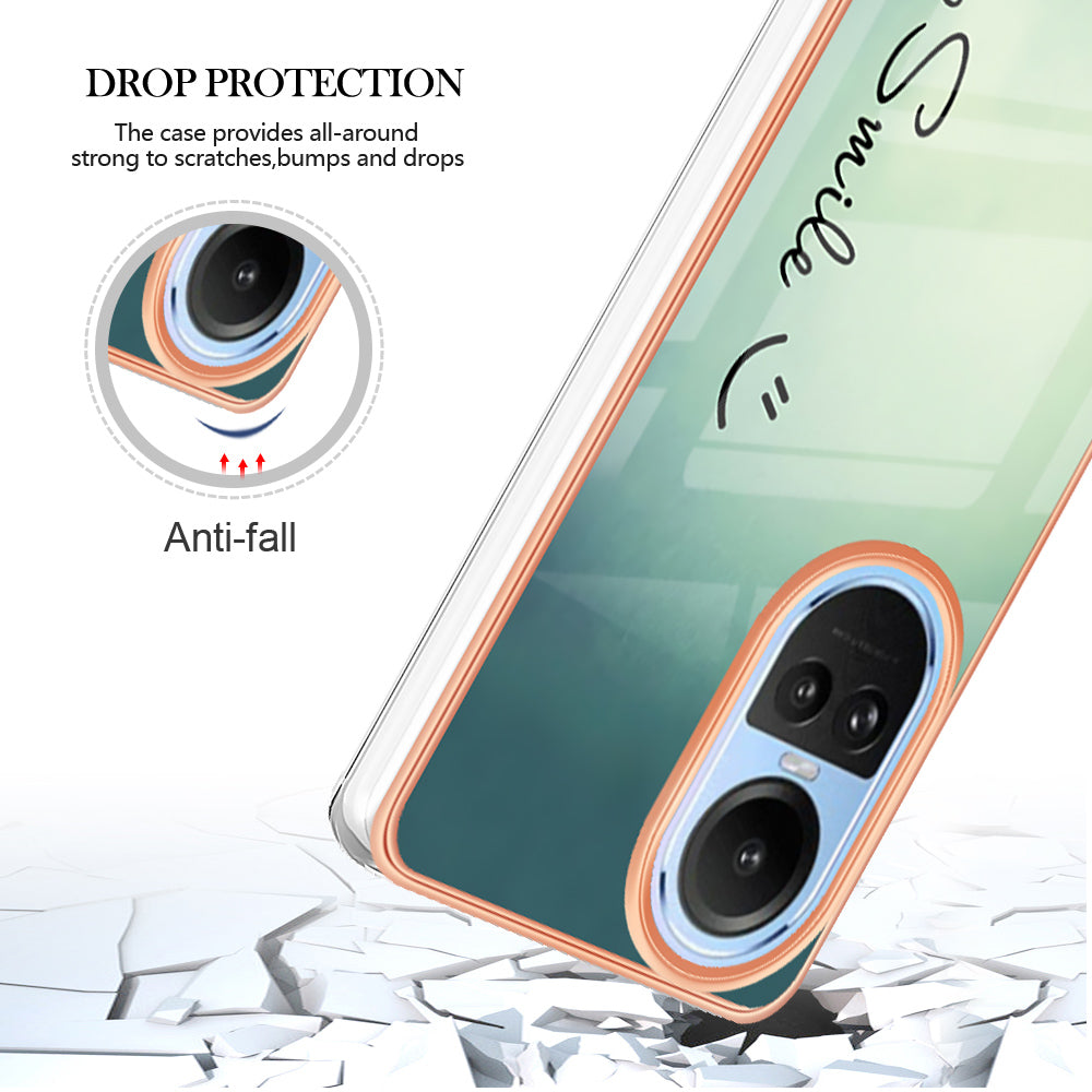 YB IMD Series-19 Style D Electroplating Cover for Oppo Reno10 5G (Global) IMD Pattern 2.0mm TPU Phone Case