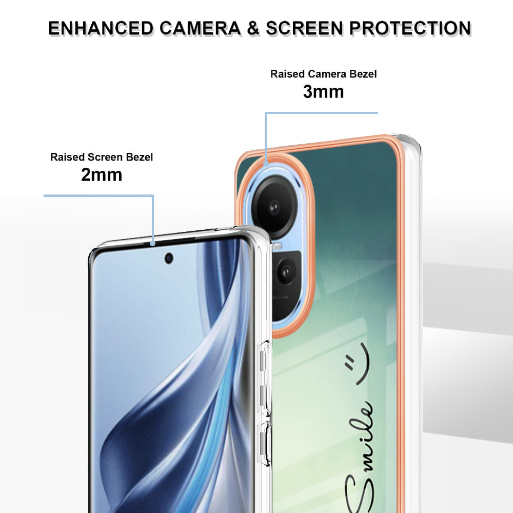 YB IMD Series-19 Style D Electroplating Cover for Oppo Reno10 5G (Global) IMD Pattern 2.0mm TPU Phone Case